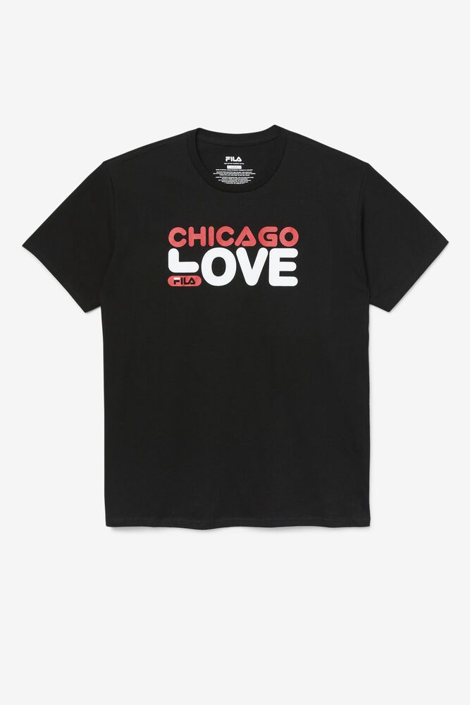 Fila T-Shirt Herre Sort Chicago Love JAO-294671